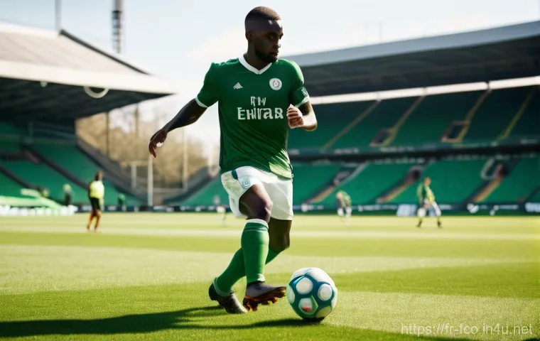 FC온라인 전설 선수 등급 비교 - An iconic football striker, in a full, vibrant football kit, celebrates scoring a decisive goal in a...