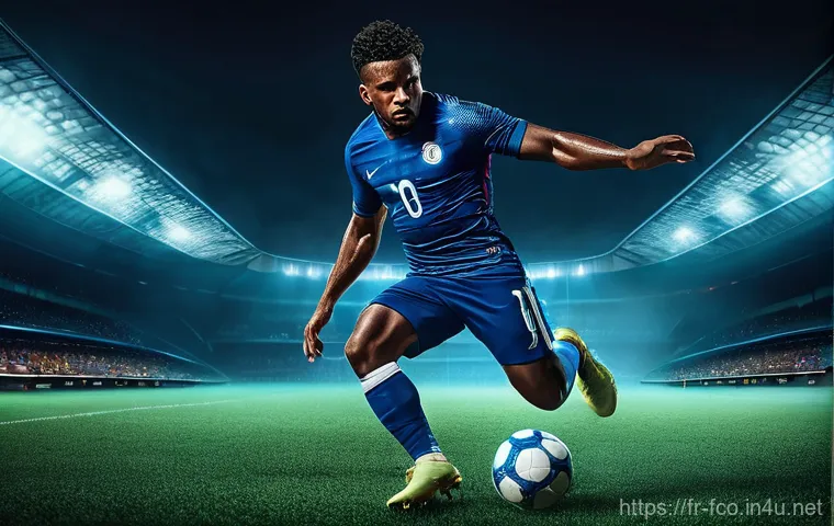 FC온라인 전설 선수 등급 비교 - A legendary football midfielder, wearing a complete and stylish football uniform, elegantly controls...